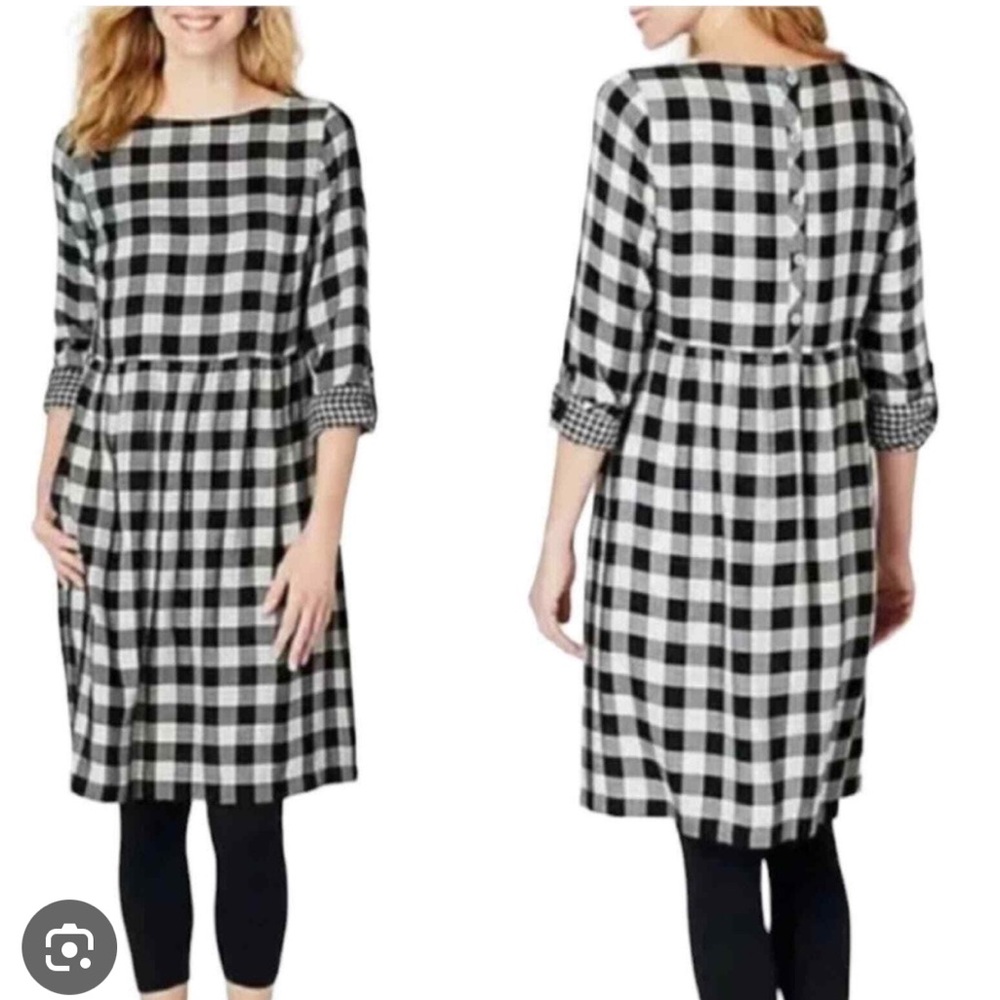 J. Jill Black and White Buffalo Plaid Dress